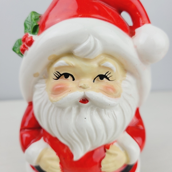Vintage Christmas Santa Ceramic Planter Japan Handpainted 5.5" - Picture 8 of 12